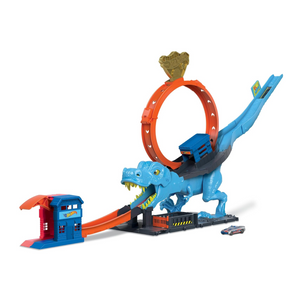 Hot Wheels City T-Rex Chomp Down Track Set Race Loop Stunt Car Action 4+
