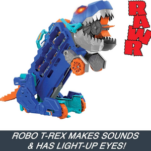 Hot Wheels City Ultimate T-Rex Transporter Car Track Set Hauler Stomping Dino 4+