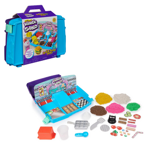 Kinetic Sand Grill N’ Scoop Diner Playset 2lbs Color Sand 27 Tool Folding
