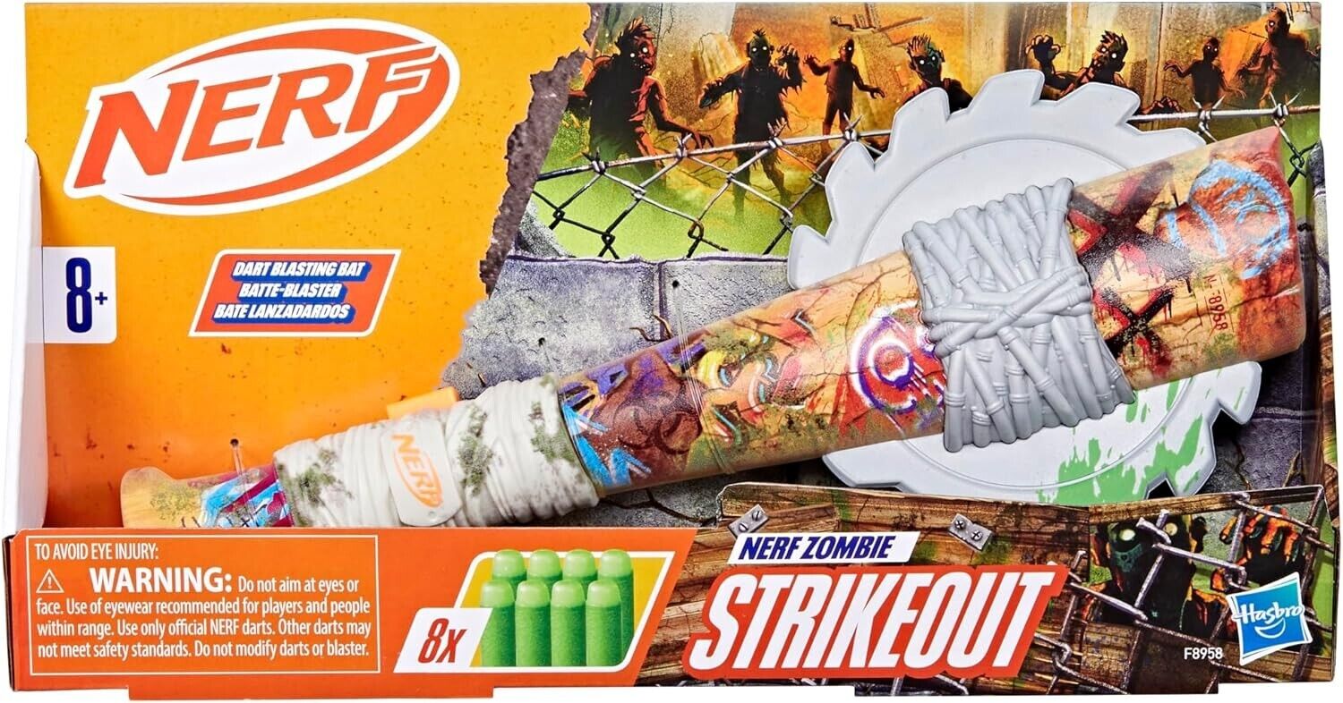 Nerf Zombie Strikeout Dart Blaster 8 Nerf Elite Darts Foam Blade Pull Back Prim