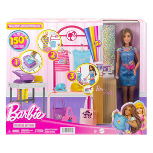 Barbie Make & Sell Boutique Doll Playset with Foil Fashion Design Tools