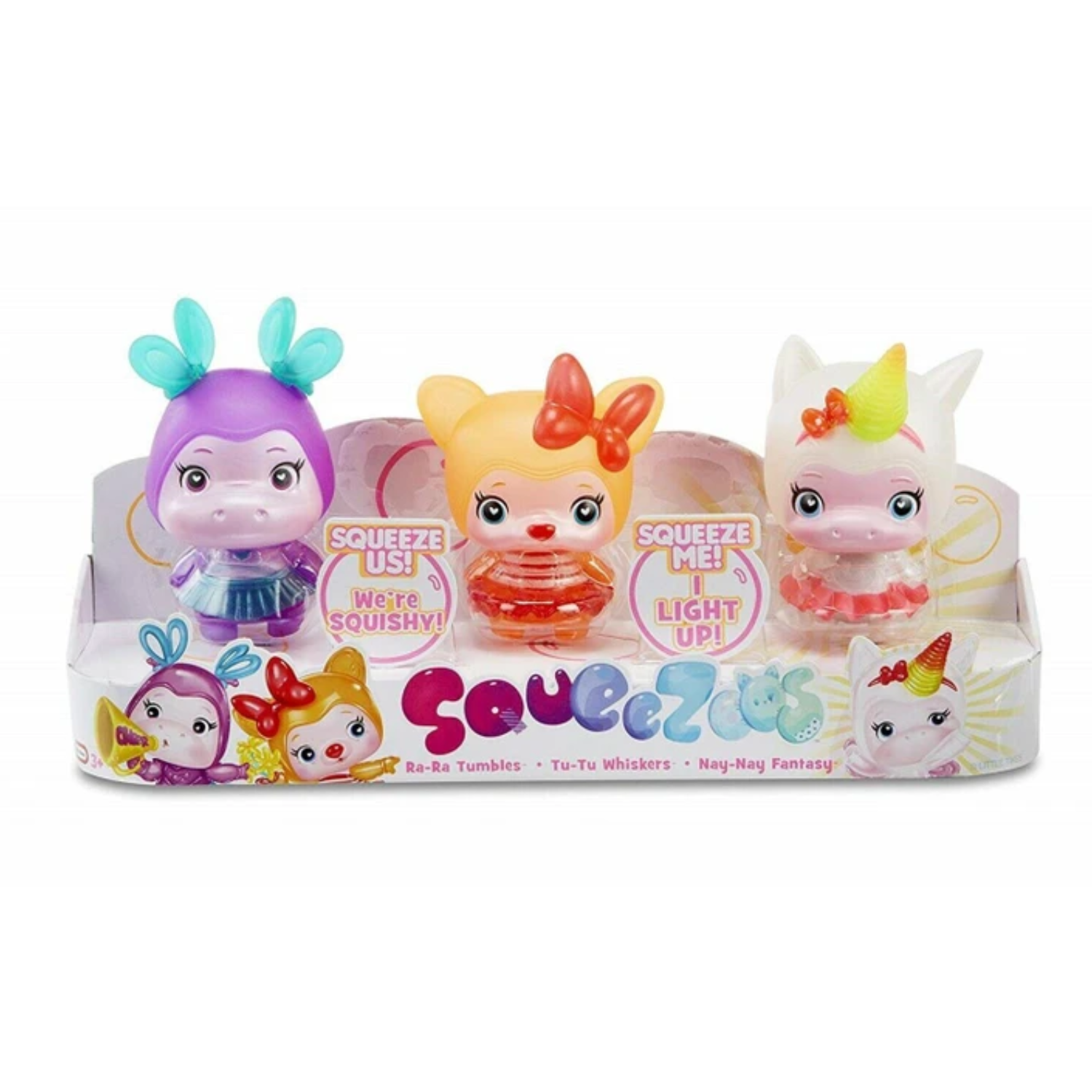 Little Tikes Squeezoos Small character 3pack Ages 3+ Toy Play Small Pack Bus Dol