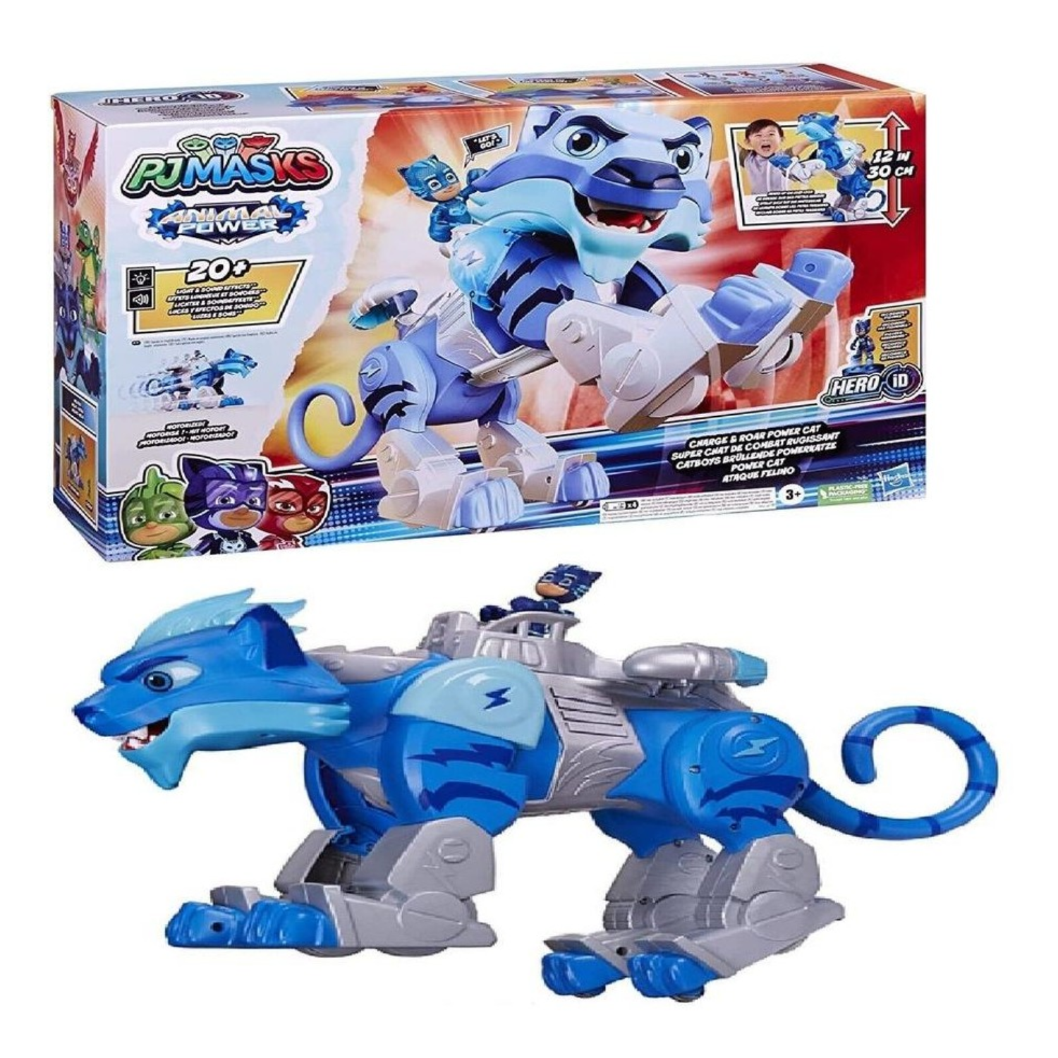 PJ Masks Animal Power Charge and Roar Power Cat Interactive Toy Hero ID Play Fun