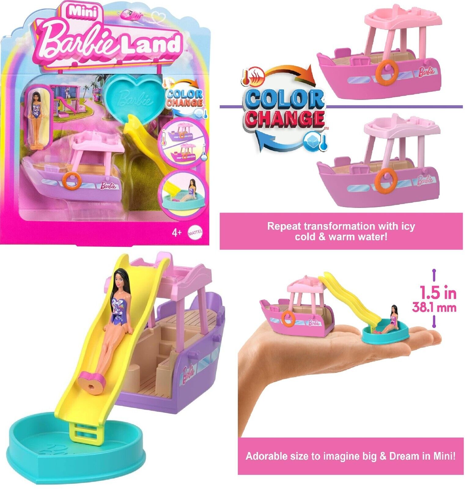 Barbie Color Changing Mini BarbieLand Doll & Toy Vehicle 1.5-inch Barbie Doll
