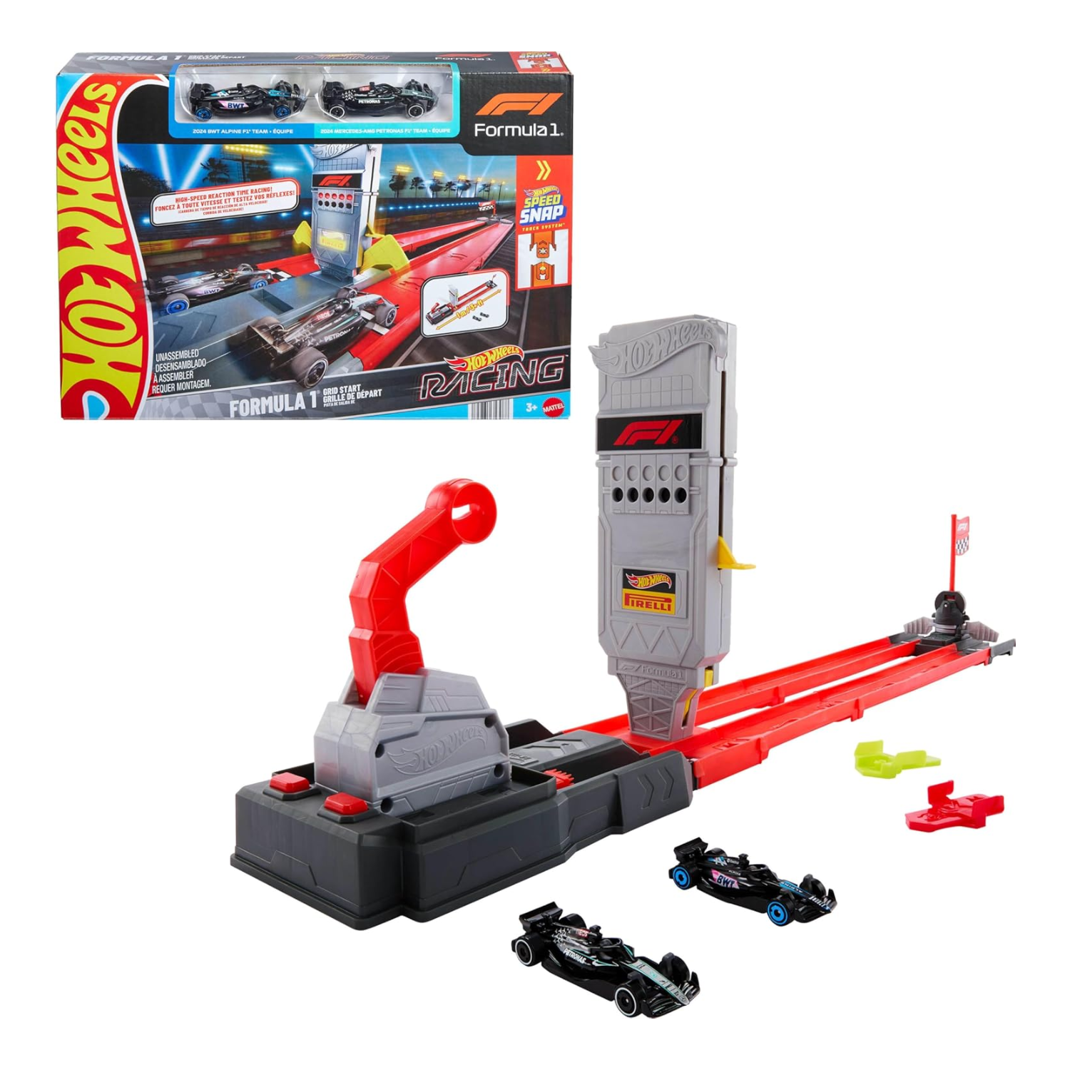Hot Wheels Racing Formula 1 Track Set Race 2 1:64 Scale With 2 Cars New Toy