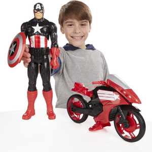 Avengers Titan Hero Series Captain America 12 Inch Figure Defender Cycle Play