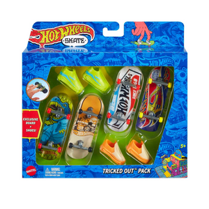 Hot Wheels Skate Trickd Out Pack Fingerboard Shoe Set Stunt Trick Play Action Go