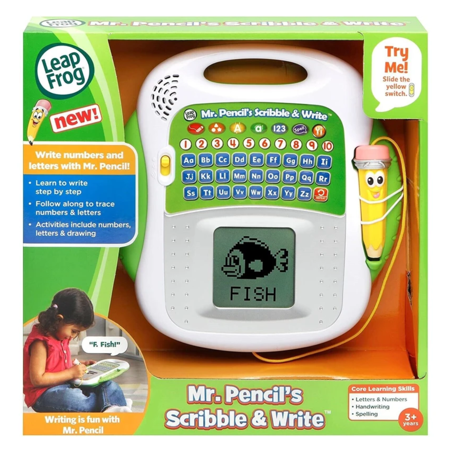 LeapFrog Green Mr Pencil Scribble and Write Ages 3+ Toy Preschool Learn Numbers