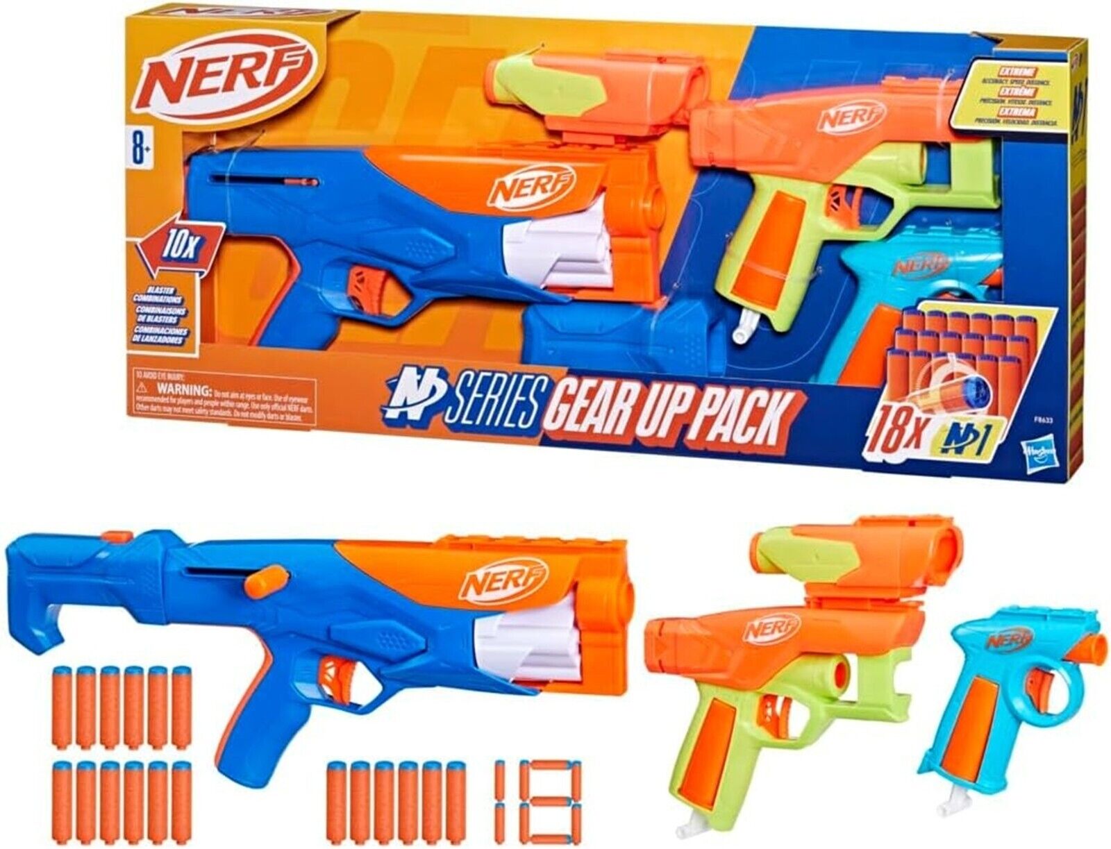 NERF N-Series Ultimate Gear Pack 3 Blasters with Scope & Stock Ages 8+ New Toy