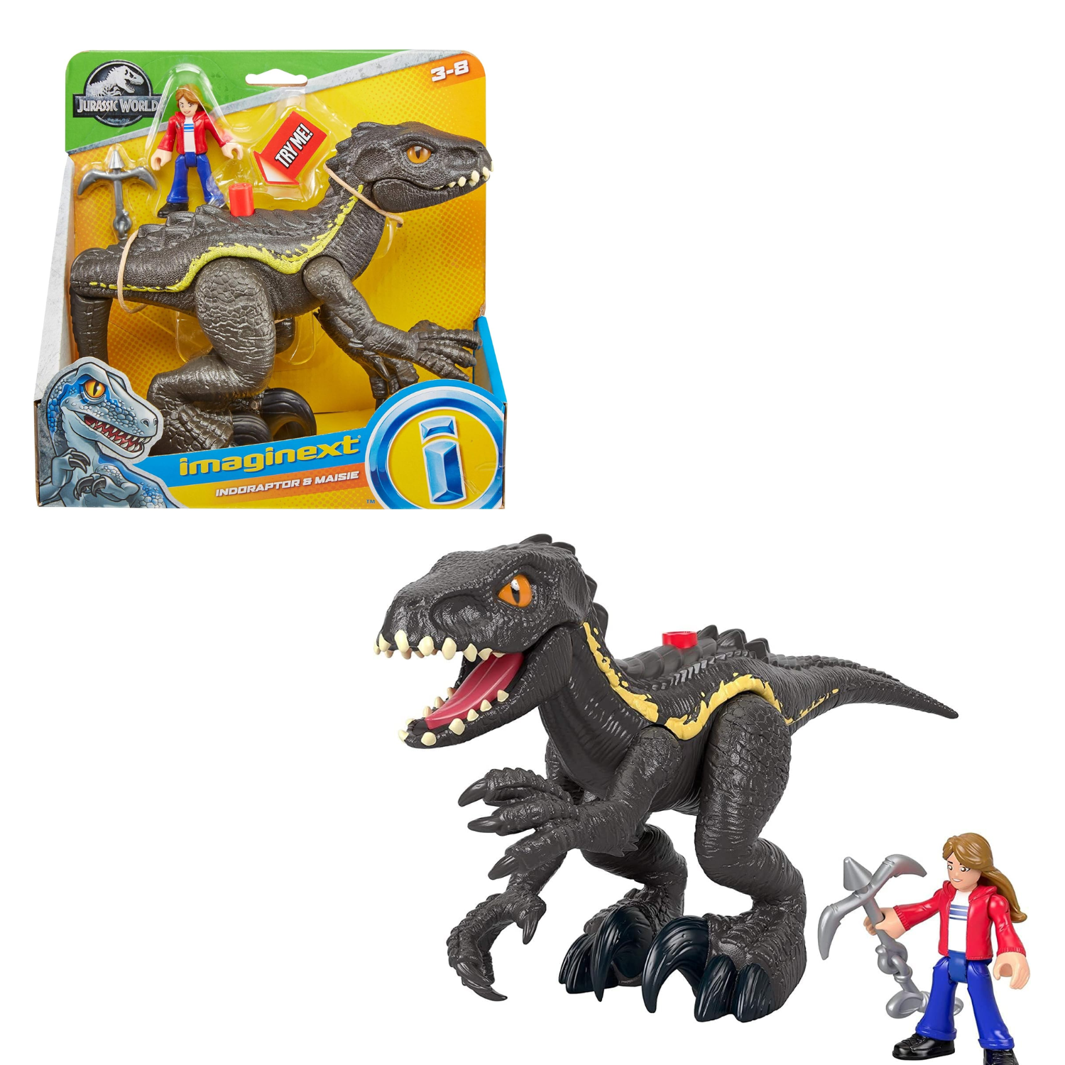 Imaginext Jurassic World Indoraptor & Maisie Figure Playset Dinosaur Action Toy