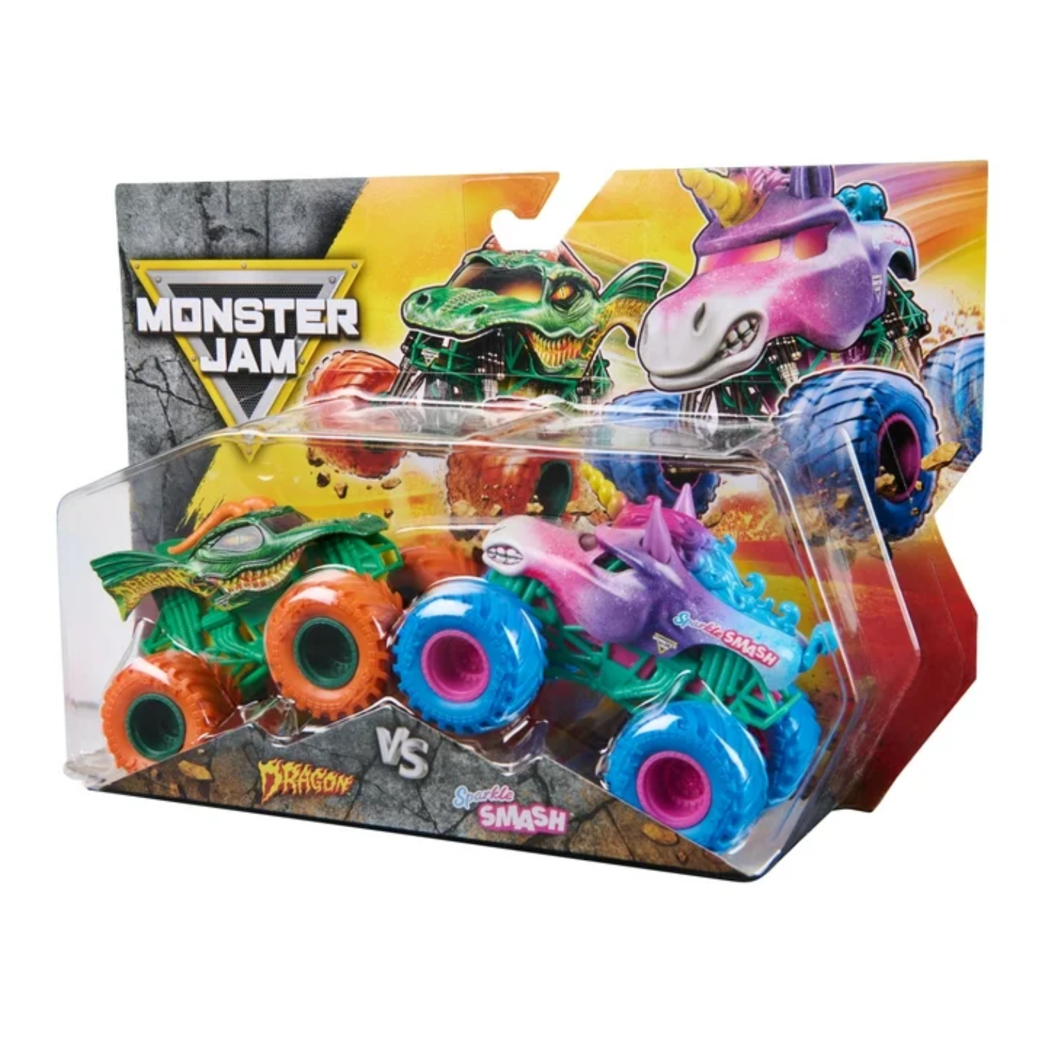 Monster Jam Dragon Vs Sparkle Smash 1 64 Scale Trucks Toy Race Super Ages 3 +