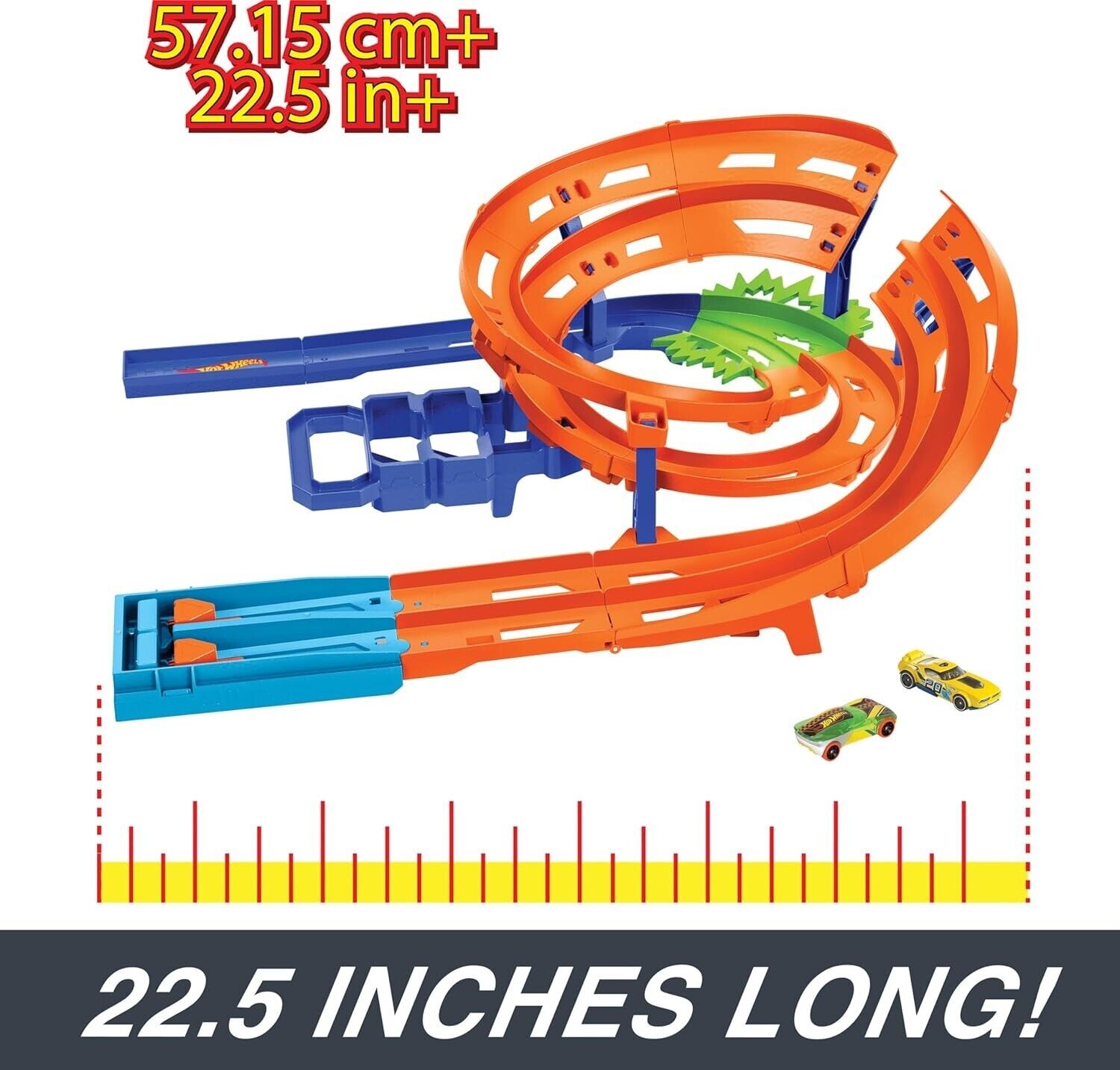 Hot Wheels Dual Race Track Set Whip Around Raceway with Jump & Crash Zone Play