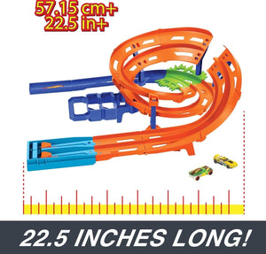 Hot Wheels Dual Race Track Set Whip Around Raceway with Jump & Crash Zone Play