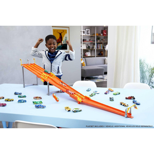 Hot Wheels 4 Lane Elimination Race Track Set with Car Vehicle Playset Ages 4+