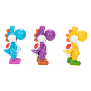Nintendo Super Mario Yoshi 3-Pack 4-Inch Action Figure Yellow, Purple,Blue Set