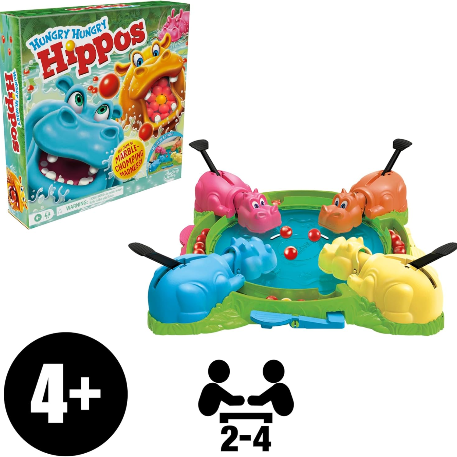 Hungry Hungry Hippos Classic Marble Chomping Board Game Fun Playset 2-4 Kids 4+
