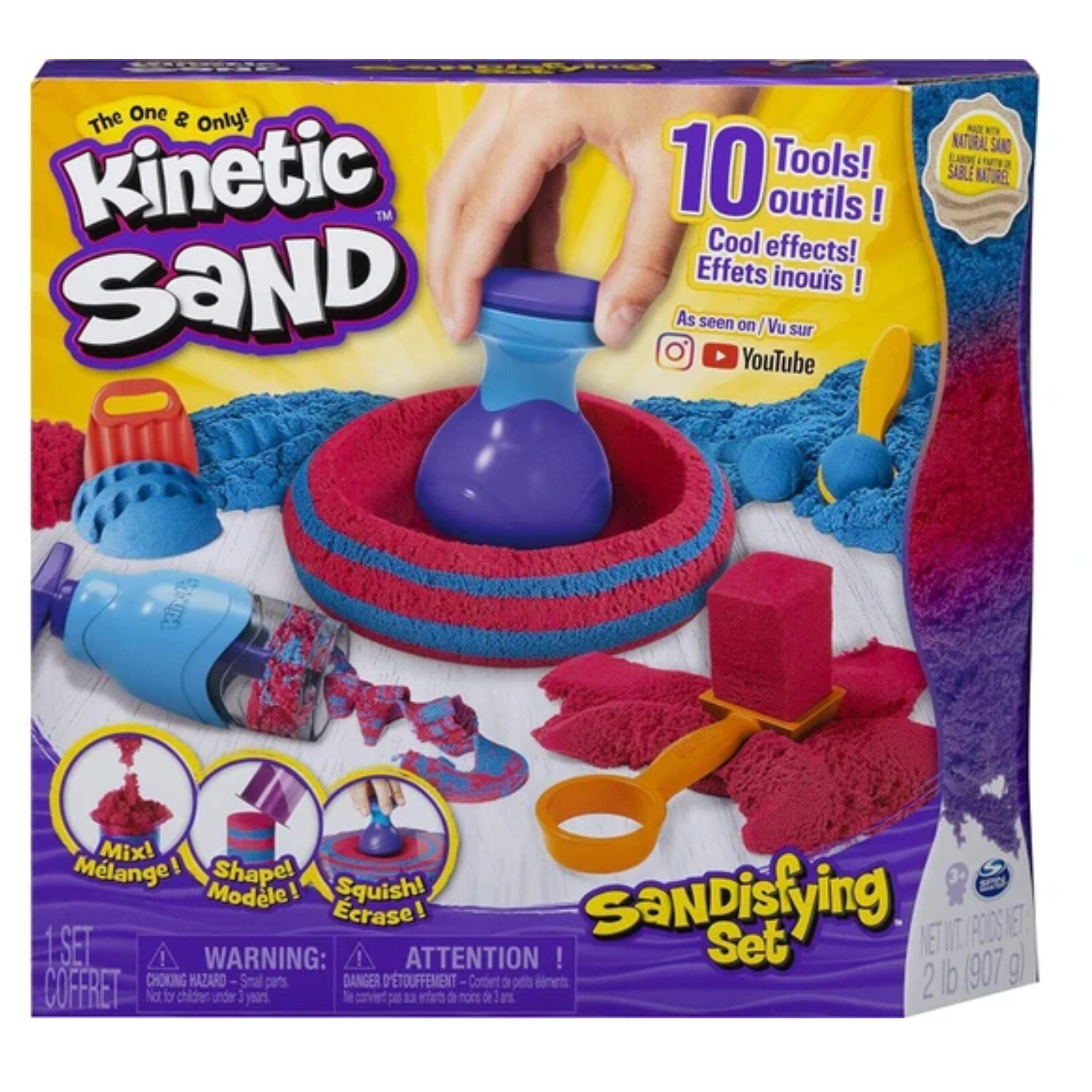 Kinetic 2 lbs Sand Sandisfying Set 10 Tools Ages 3+ Toy Play Build Learn School