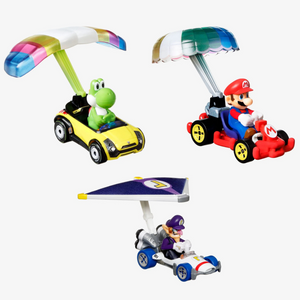 Hot Wheels Mario Kart 3-Pack Diecast Cars Mario Yoshi Waluigi Gliders