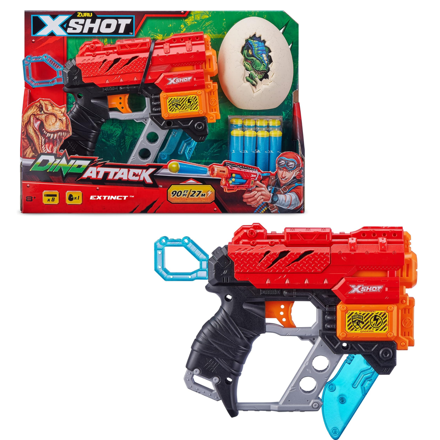 ZURU XSHOT Dino Attack Extinct Blaster with 8 Darts and Sword for Kids