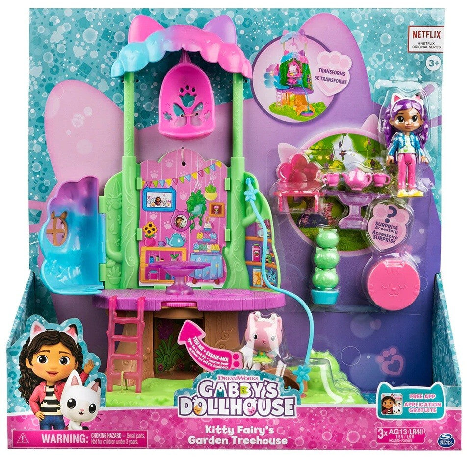 DreamWorks Gabby's Dollhouse Kitty Fairy Garden Treehouse Playset Ages 3+ Toy