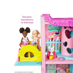 Barbie Dollhouse Chelsea Playhouse with Transforming Areas 20+ Pieces Pool Play