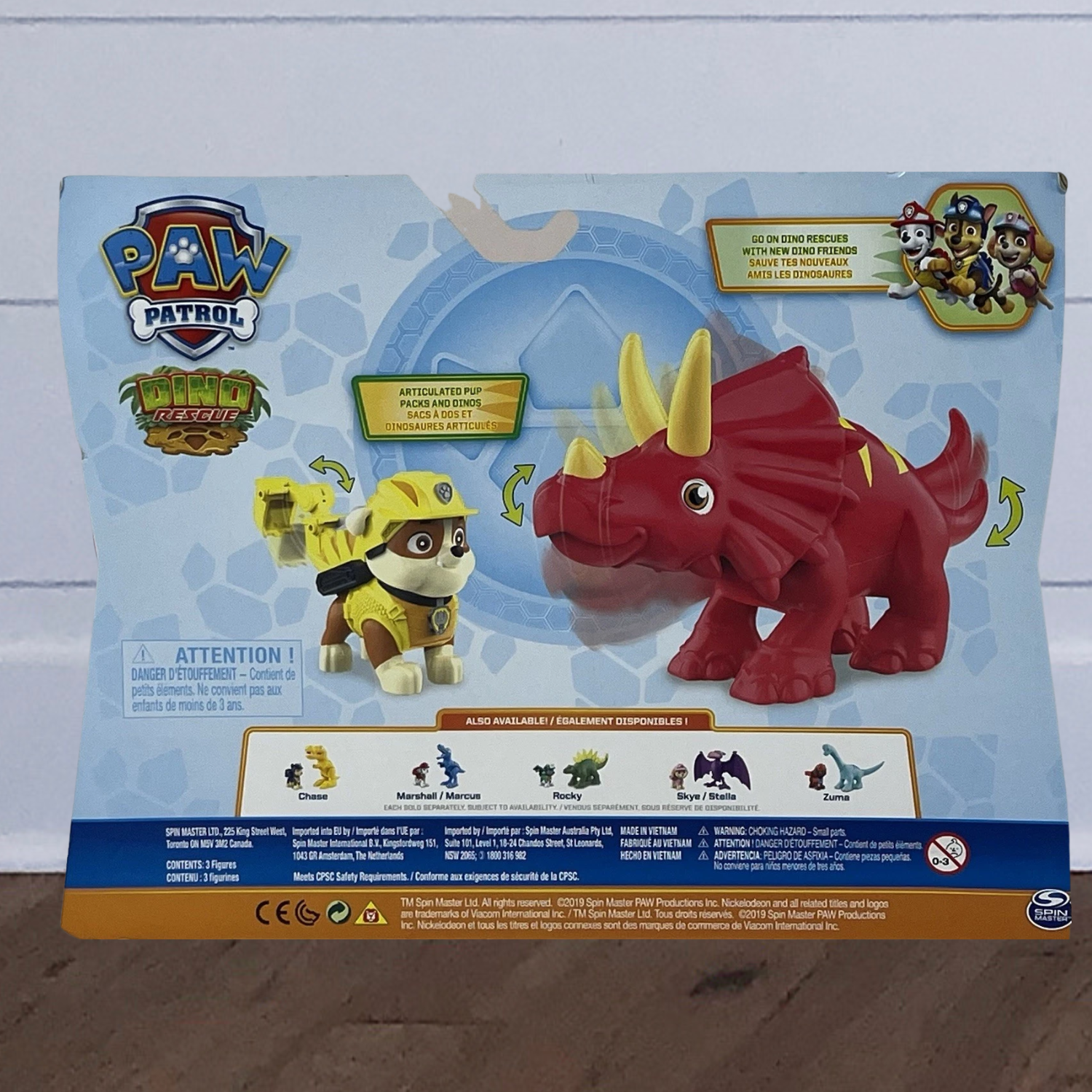 Paw Patrol Dino Rescue Rubble & Triceratops Action Figure Kids Toy Ages 3+ Play