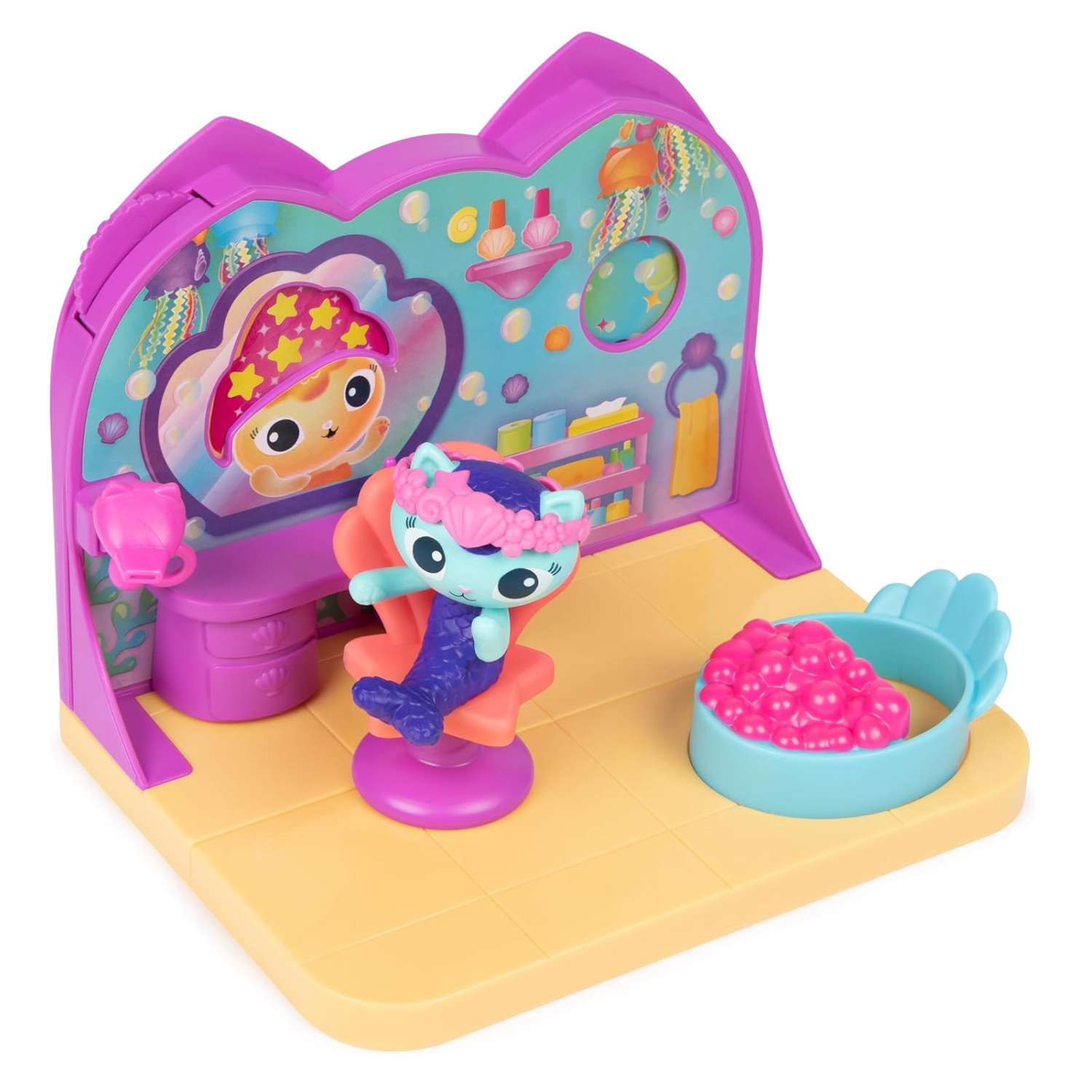 Gabbys Dollhouse Mercat Spa Room Playset with Figure Chair and Surprise Toy