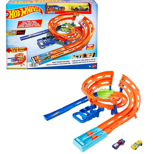 Hot Wheels Dual Race Track Set Whip Around Raceway with Jump & Crash Zone Play
