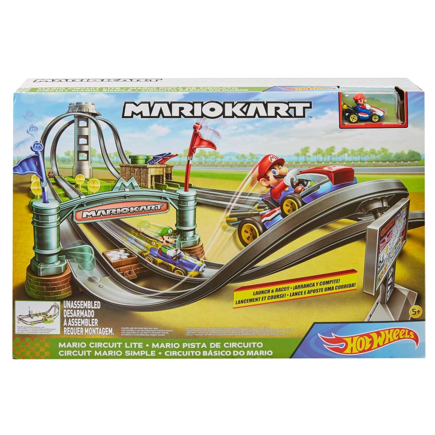 Hot Wheels Mario Kart Circuit Track Set 1:64 Scale Die-Cast Racing Car Toy 3+