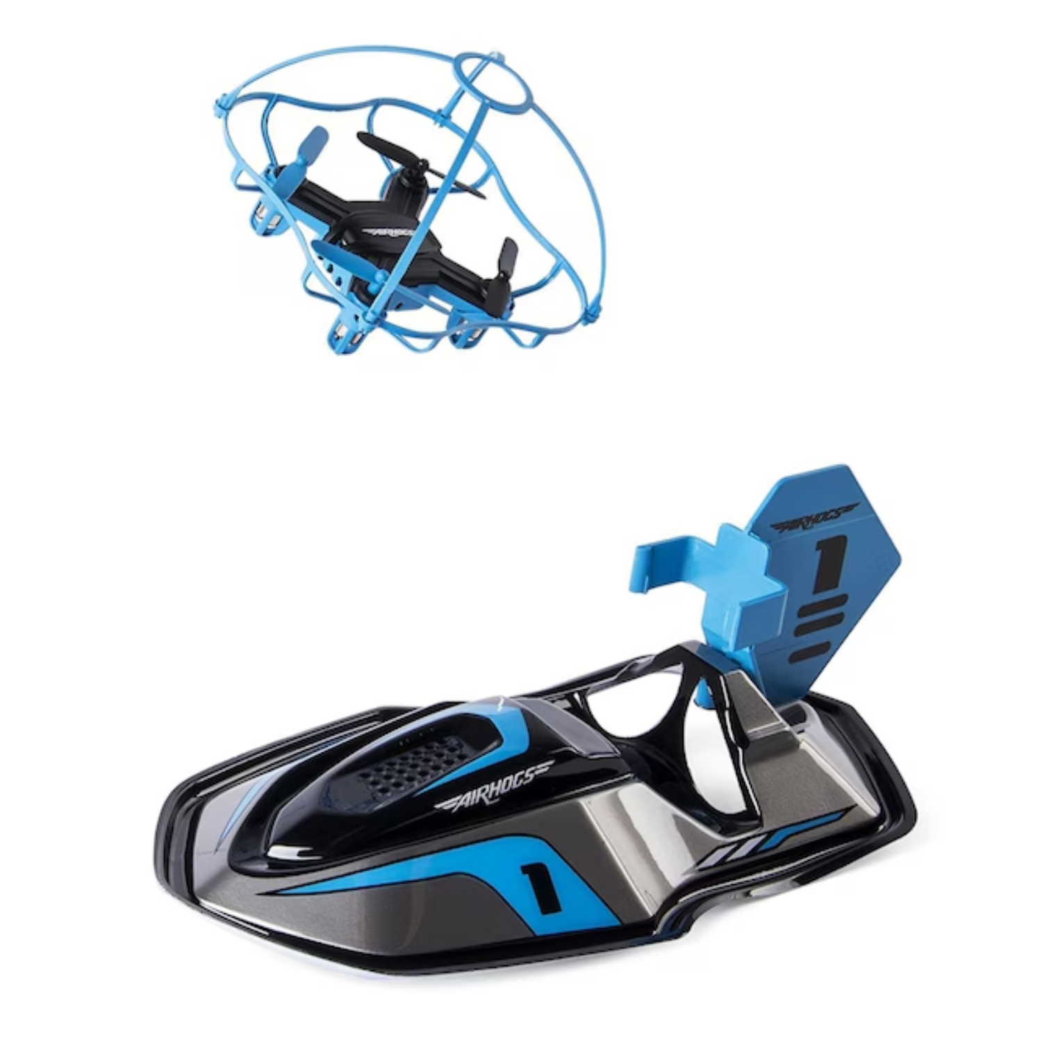 Air Hogs 2 in1 - Blue -Hyper Drift Drone High Speed Racing and Flying Ages 8+ Ca
