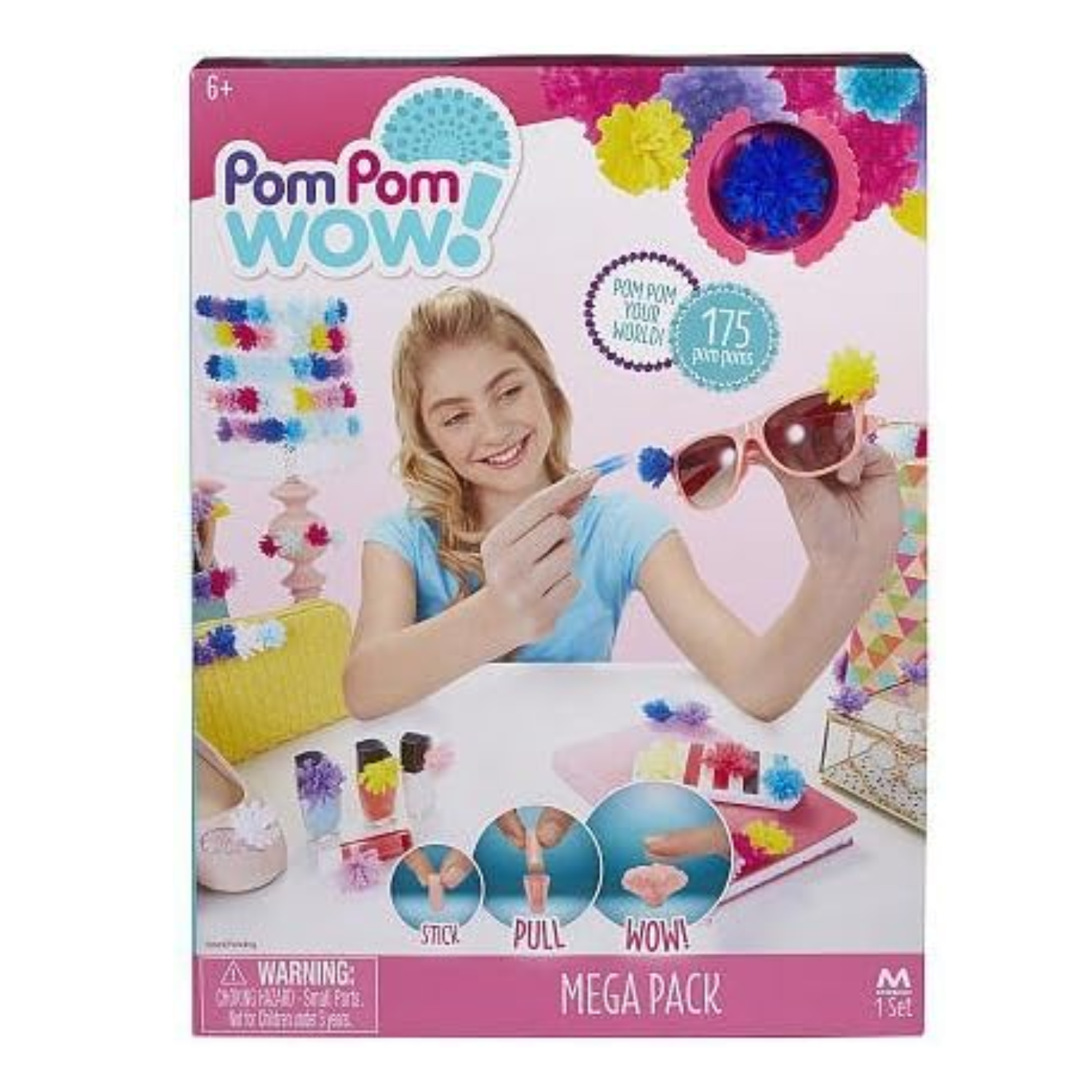 Pom Pom Wow Mega Pack Craft Set with 175 Pom Poms in 10 Bright Colors for Kids