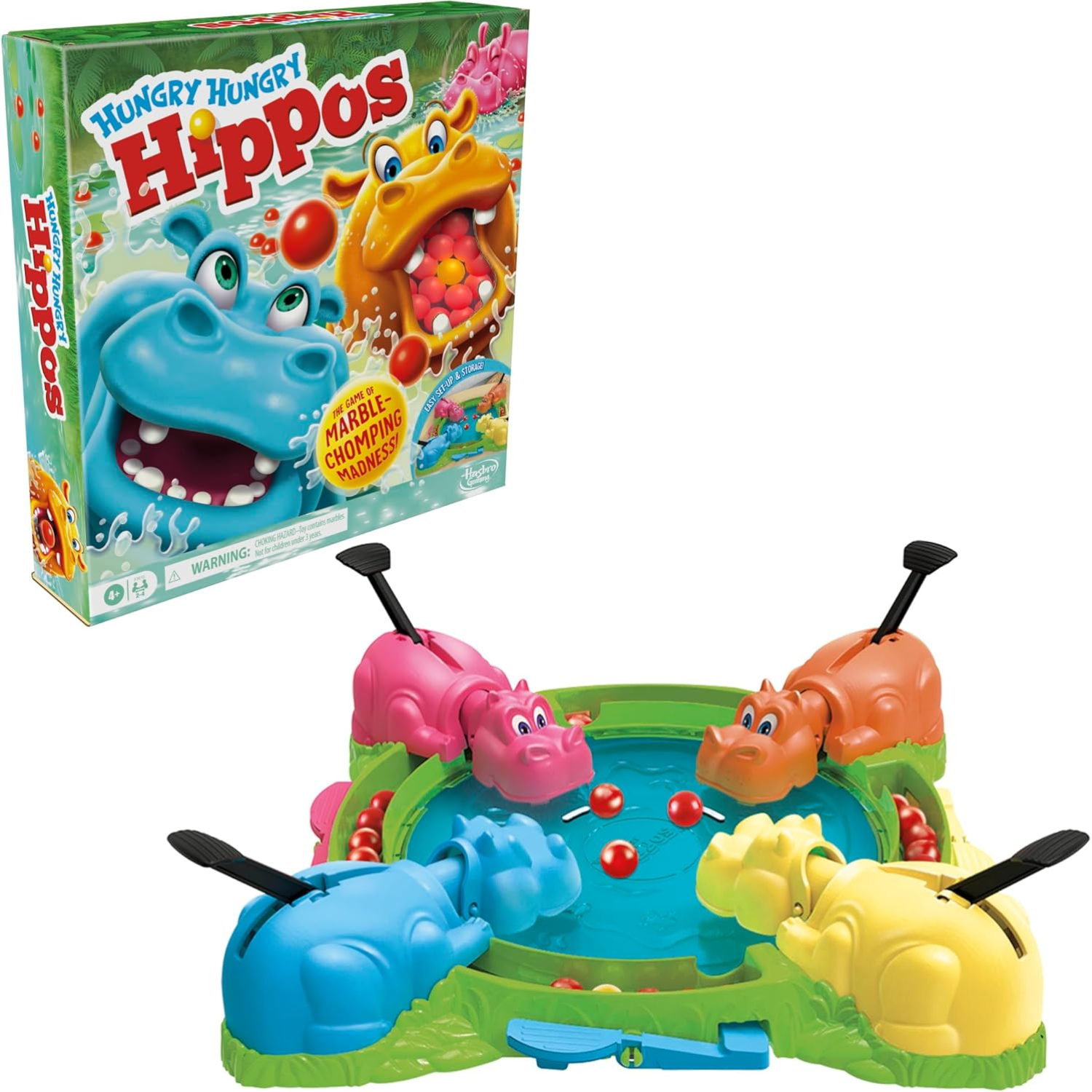 Hungry Hungry Hippos Classic Marble Chomping Board Game Fun Playset 2-4 Kids 4+