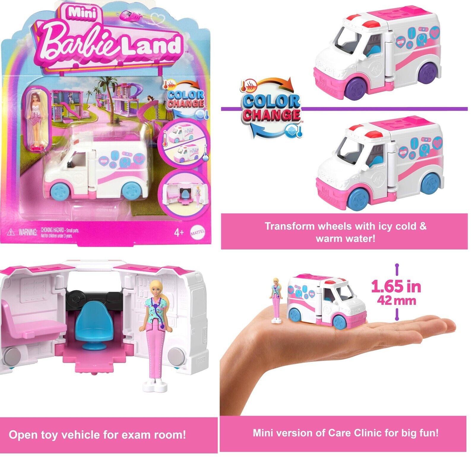 Barbie Color Changing Mini BarbieLand Doll & Toy Vehicle 1.5-inch Barbie Doll