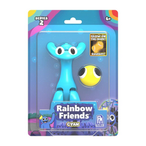 Rainbow Friends Series 2 Cyan Action Figure 5 Inch Glow Squishy Toy Ages 8 Plus