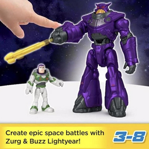 Imaginext Buzz Lightyear Battle Blast Zurg Space Robot Figure Set Kids Toy 3+