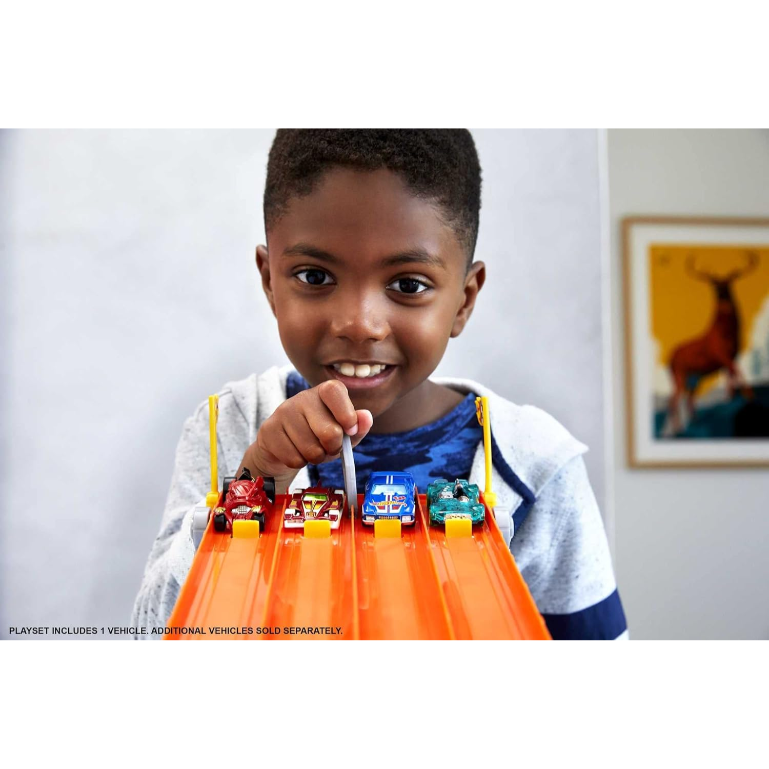 Hot Wheels 4 Lane Elimination Race Track Set with Car Vehicle Playset Ages 4+