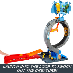 Hot Wheels City Toy Car Track Set Bat Loop Attack New Toy