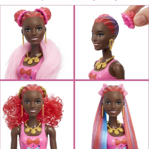 Barbie Color Reveal Glitter Hair Swaps Doll Playset with 25 Surprises for Kids