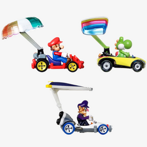 Hot Wheels Mario Kart 3-Pack Diecast Cars Mario Yoshi Waluigi Gliders