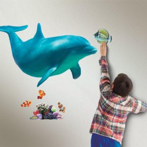 Wild Walls Dolphin Voyage Light & Sound Wall Decal Set Underwater Room Decor