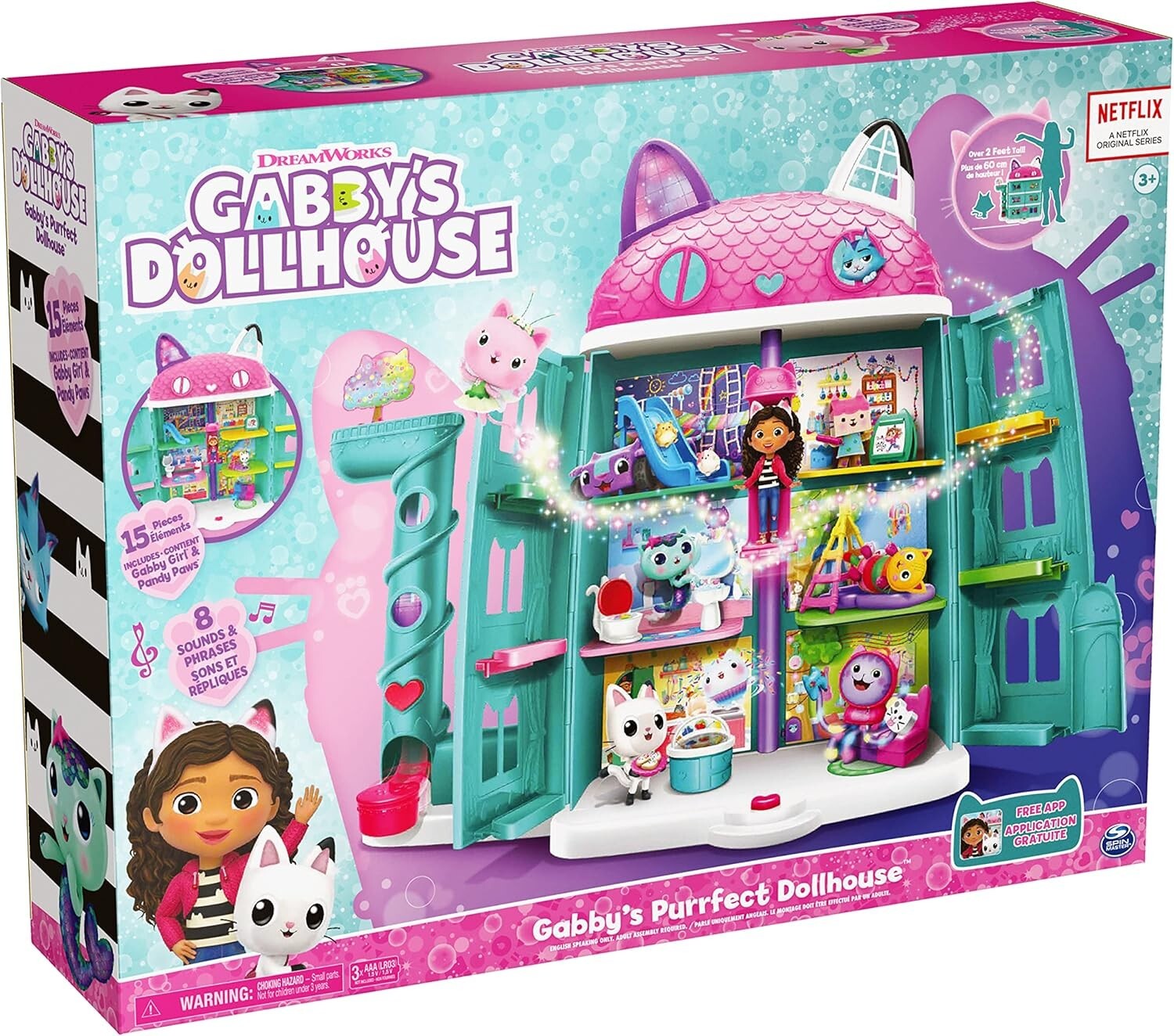 Gabby's Dollhouse Purrfect Dollhouse with 15 Pieces Including Toy Figures