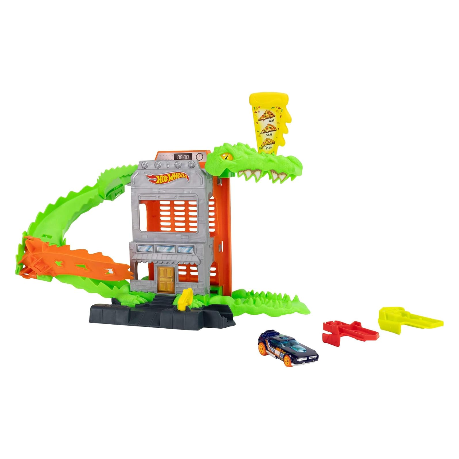 Hot Wheels Toy Car Track Set Croc Pizza Attack Playset New Toy