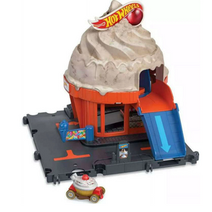 Hot Wheels City Downtown Track Set City Ice Cream Shop Car Wash Burger Play