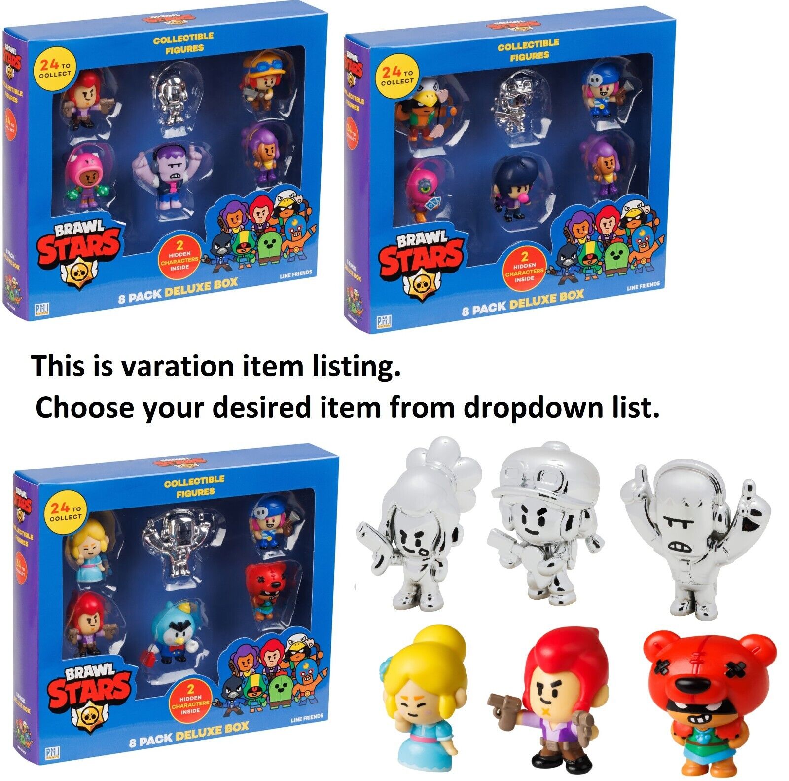 Brawl Stars 8 Pack Figures Video Game Play Ages 6+ New Toy Gift Set