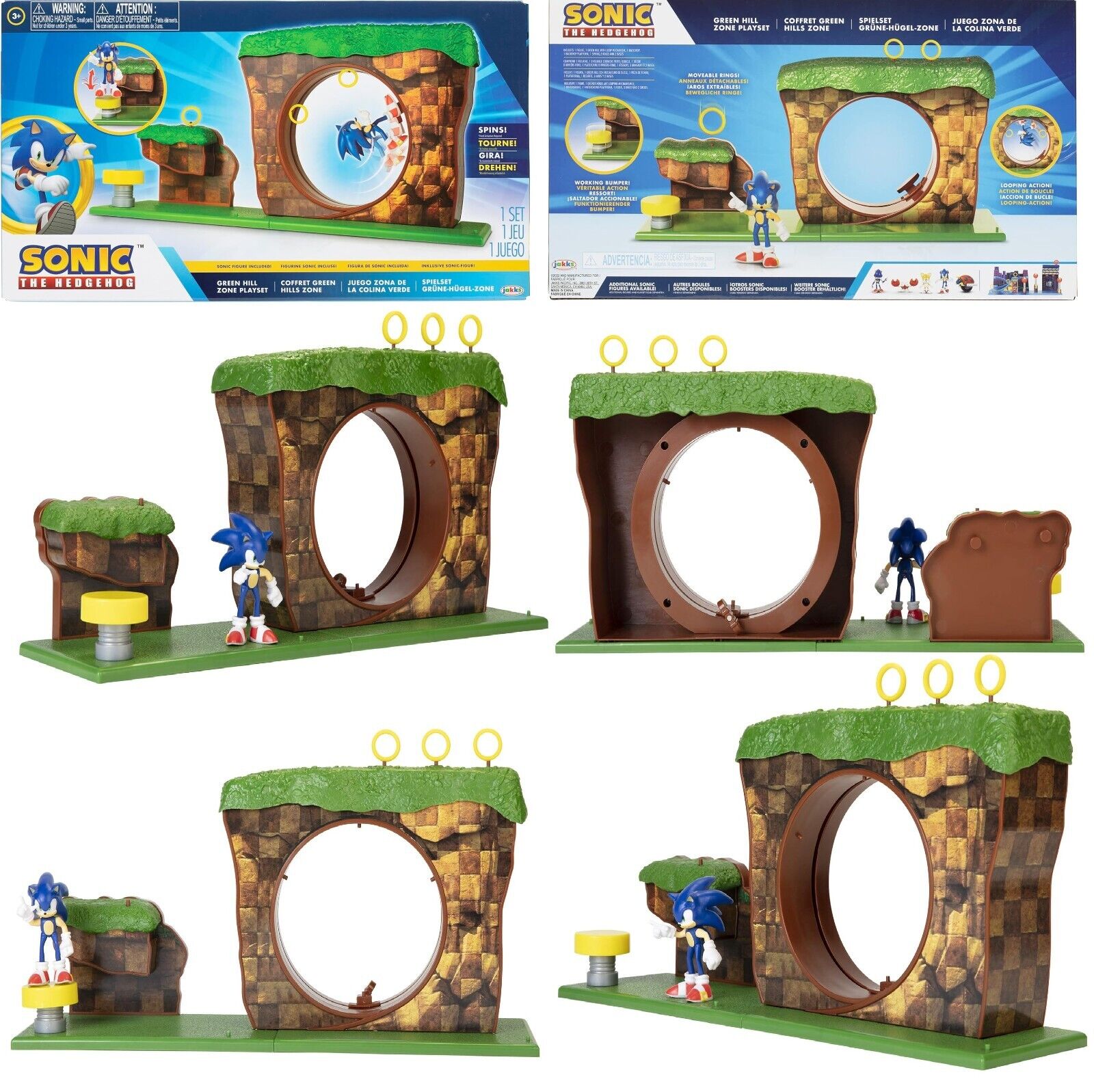 Sonic Hedgehog Green Hill Zone Playset Ages 3+ New Toy Video Game Play