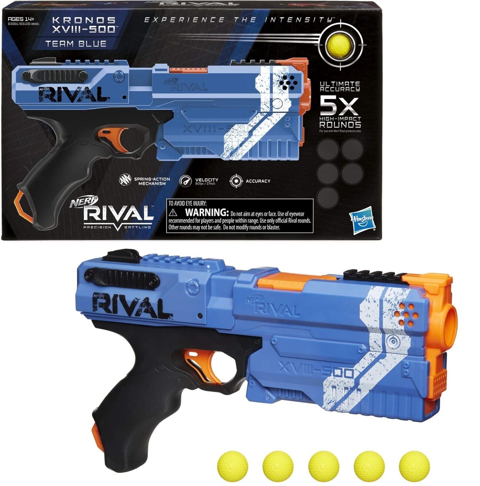 Hasbro Nerf Rival Kronos XVIII 500 Action Blaster Ages 14+ New Toy Gun Fight