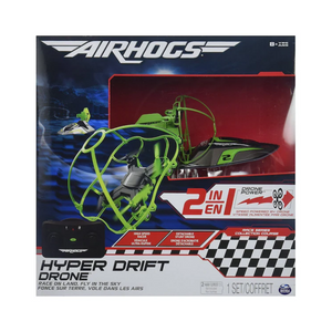 Air Hogs 2 in1 - Green -Hyper Drift Drone High Speed Racing and Flying Ages 8+ C