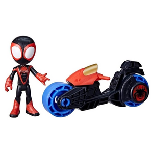 Spidey Miles Morales Figure with Motorbike Toy 4 Inch Preschool Action Set