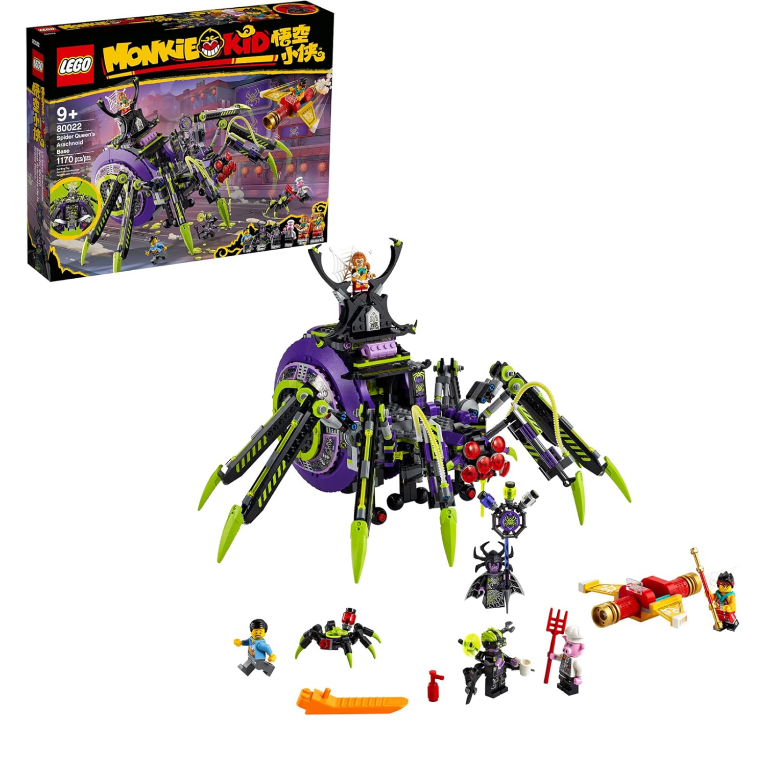 LEGO Monkie Kid Spider Queen Mech Set 80022 Kids Building Toy with 6 Minifigures