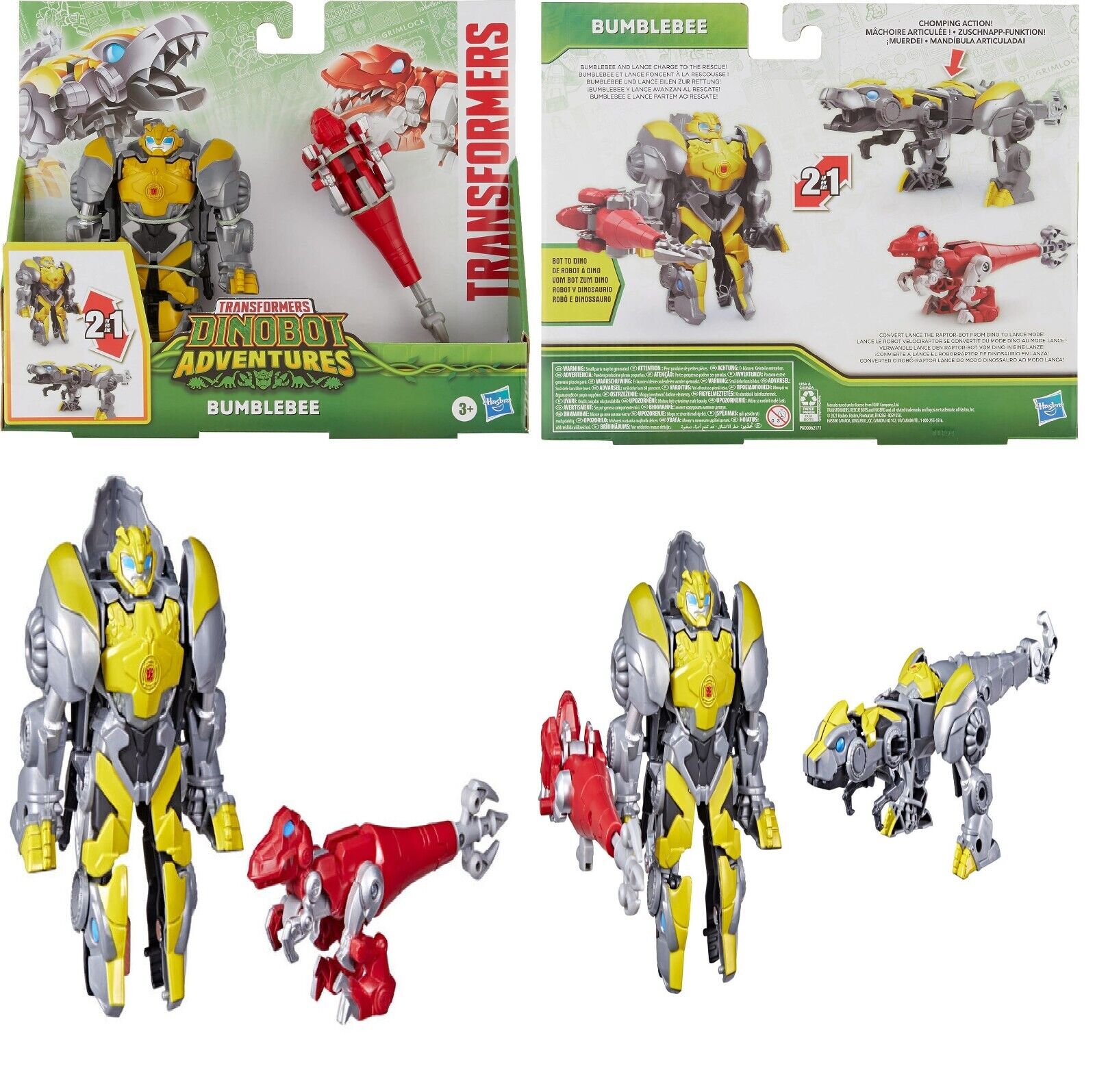Transformers Dino Assorted 2-Pack Bumblebee Optimus Prime Robot New Toy Dinobot